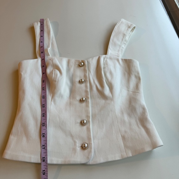 Avec Les Filles Womens White Denim Sweetheart Neckline Button Up Vest Top XS - Picture 11 of 12